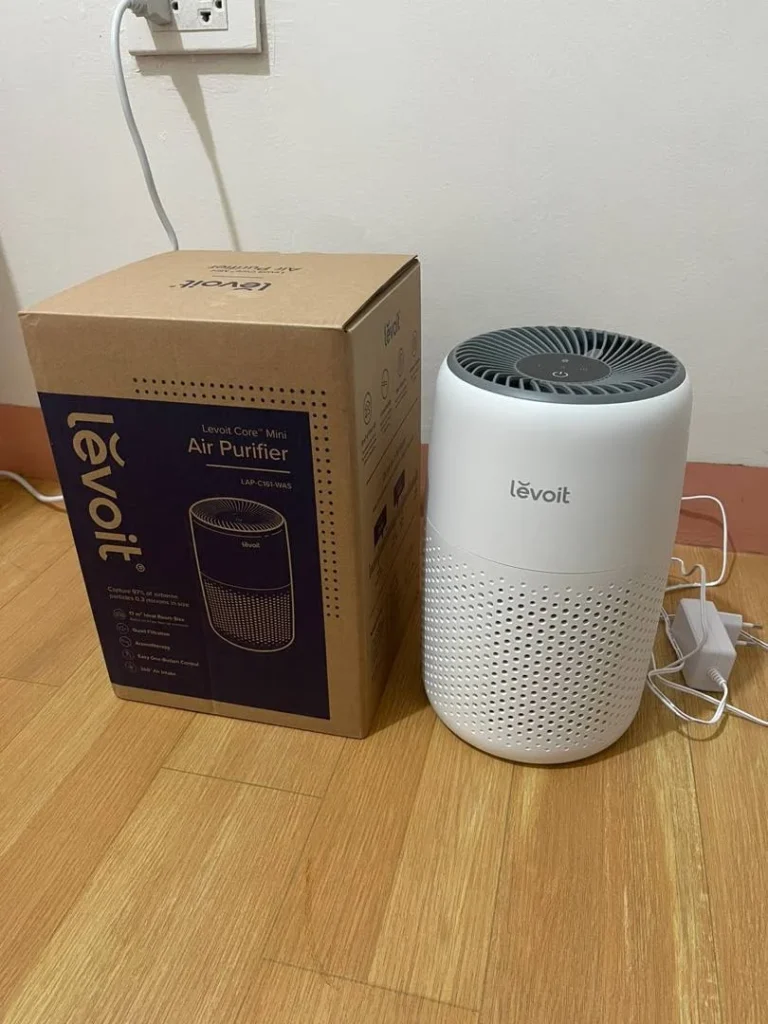 view of our own purchase testing levoit core mini air purifier budget air purifier australia unboxing package arrival several weeks to months